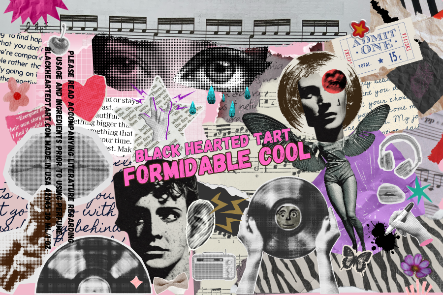 Zine style label for perfume bottle